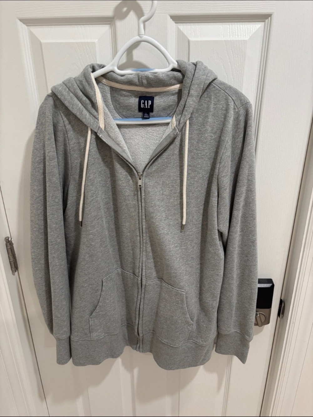 GAP Gray Zip-Up Hoodie with Drawstrings